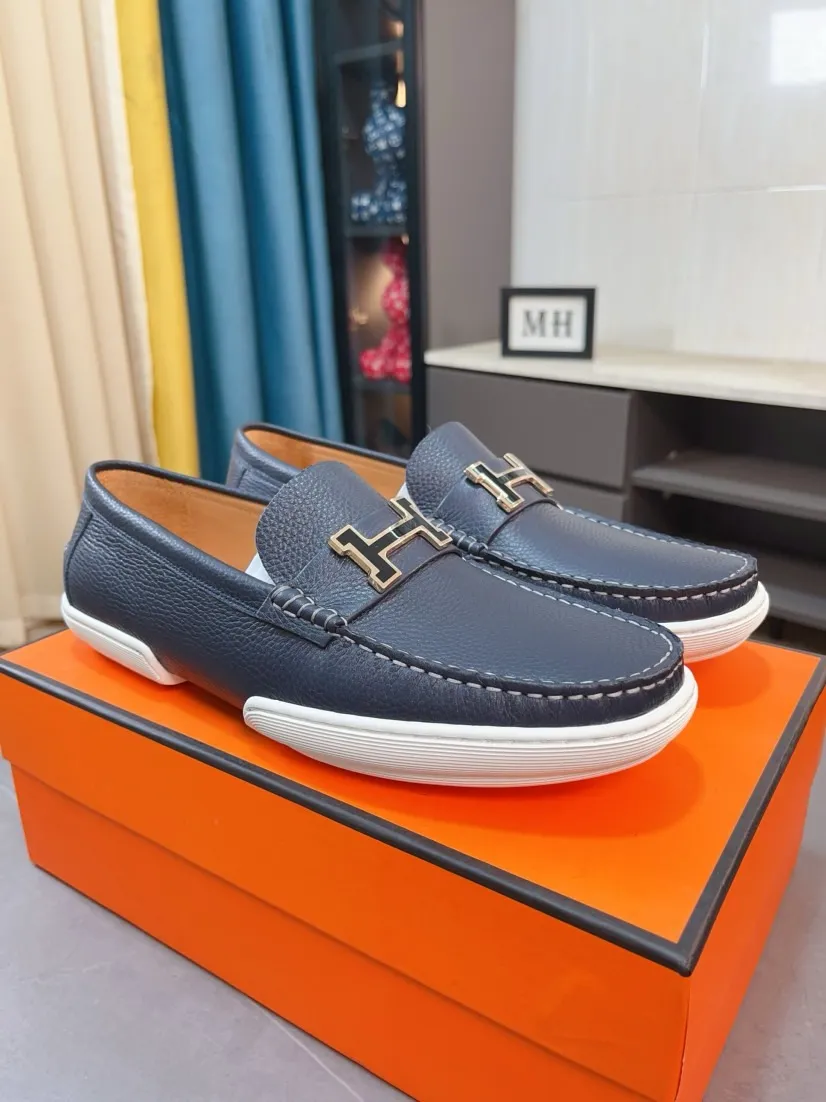 Men's shoes 💰458🌹🌹Niuli "HERMES" Hermès business leather shoes, original factory configuration, original imported cowhide upper + luxury hardware logo + fully imported original customized cowhide lining, sole: rubber wear-resistant outsole, difficult craftsmanship, original factory follow-up goods, 🔍🔍high quality code number: 38-44 45 can be customized